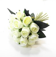 deze Onafhankelijkheid breed Handgebonden boeket Ivory zijde rozen 26 cm. (18 rozen) Low Budget Boeket  Rozen
